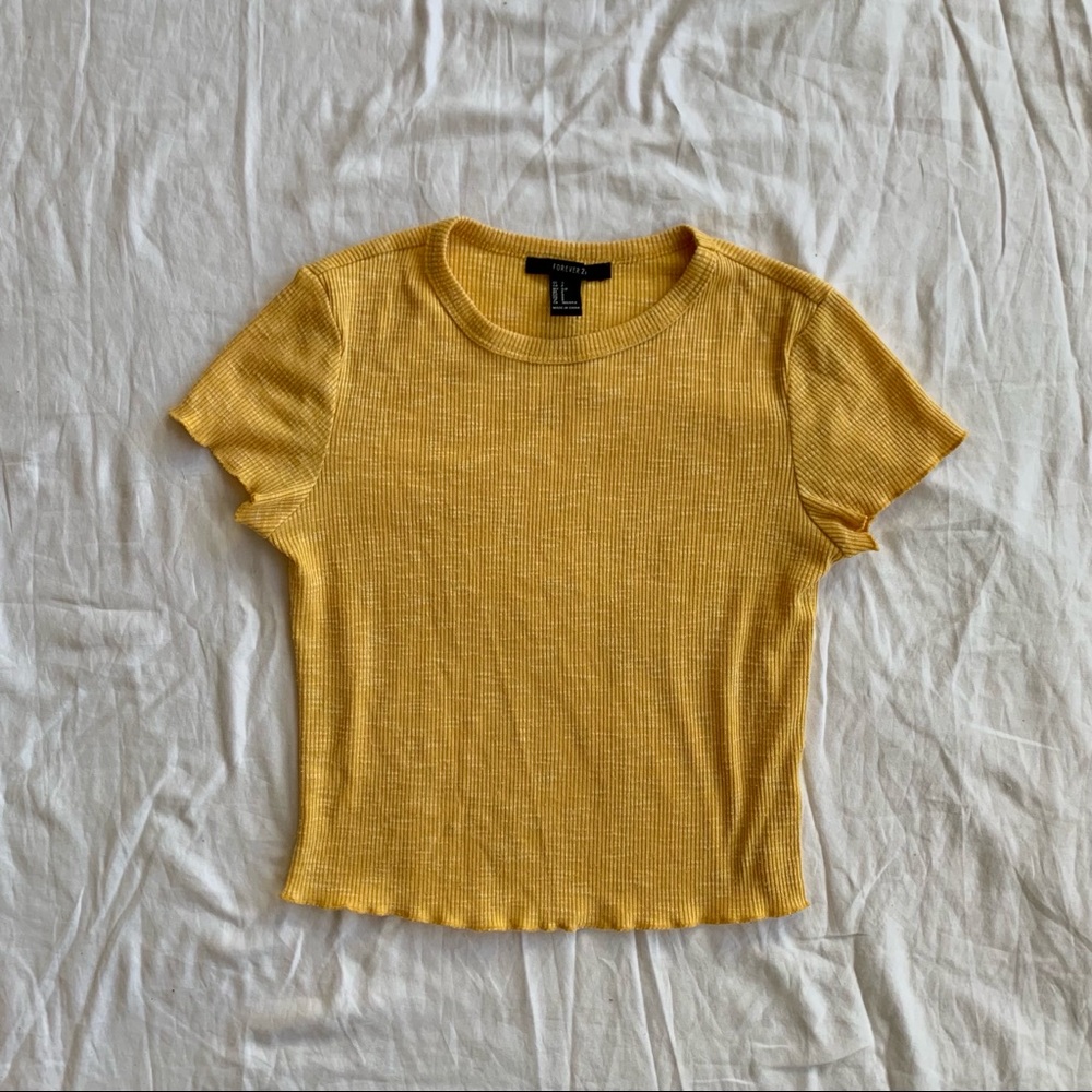 Yellow Lettuce-edge Baby Tee
